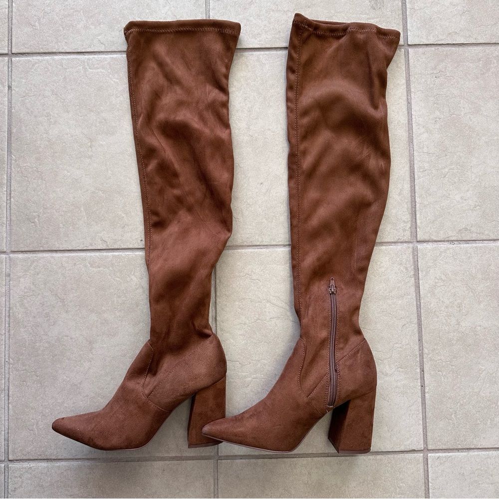 Steve Madden Jacoby Brown Pointed Toe Over-The-Knee Thigh-High Boots - Picture 5 of 6